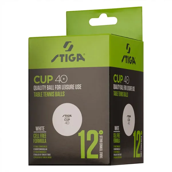 Мяч для наст. тенниса Stiga Cup ABS, 1110-2510-12, диам.40+мм, пластик, упак. 12 шт, белый за 1&nbsp;774.80 ₽ в о Набережных Челнах