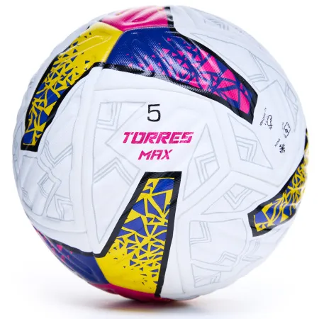 Мяч футб. TORRES MAX, F323425, р.5, ПУ, 4 сл, 12 п, термосшивка, белый-мультиколор за 2&nbsp;832.20 ₽ купить в о Набережных Челнах
