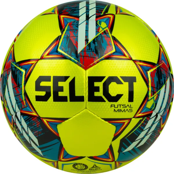 Мяч футзал. SELECT Futsal Mimas, 1053460550, р.4,FIFA Basic, 32 пан, гл.ПУ, руч.сш, жел-сине-красный за 6&nbsp;303.60 ₽ в о Набережных Челнах