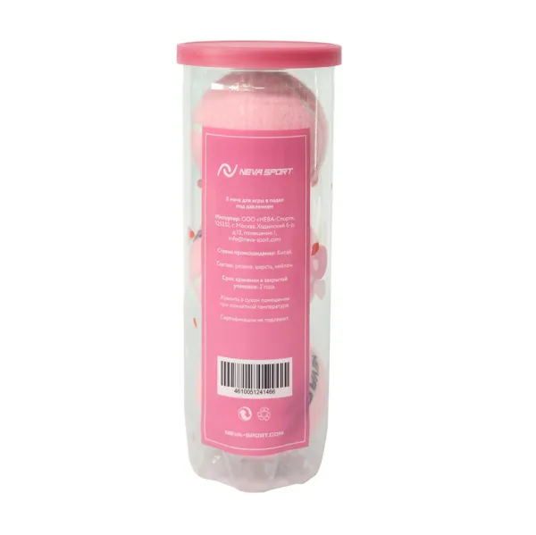 Мяч для падела NS Sakura, UAA2, уп.3 шт, сукно, нат.резина, розовый за 824.50 ₽ в о Набережных Челнах