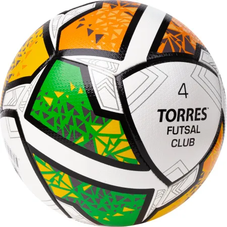 Мяч футзал. TORRES Futsal Club, FS323764, р.4, 10 пан. ПУ, 4 под. сл, гибрид. сш. бело-зел-оранж за 2&nbsp;264.40 ₽ купить в о Набережных Челнах